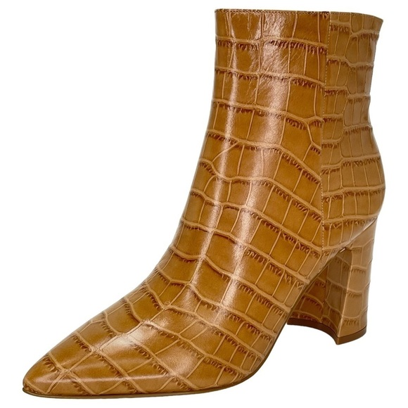 Marc Fisher LTD Womens Ankle Boots 10M Daith Tan Leather Crocodile Print - Picture 1 of 12